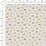 Tissu - Véhicules divers sur fond beige