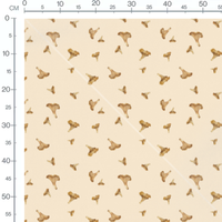 Tissu - Champignons sur fond beige