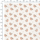 Tissu - Oiseaux bruns et orange