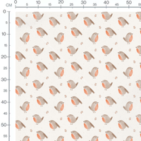 Tissu - Oiseaux bruns et orange