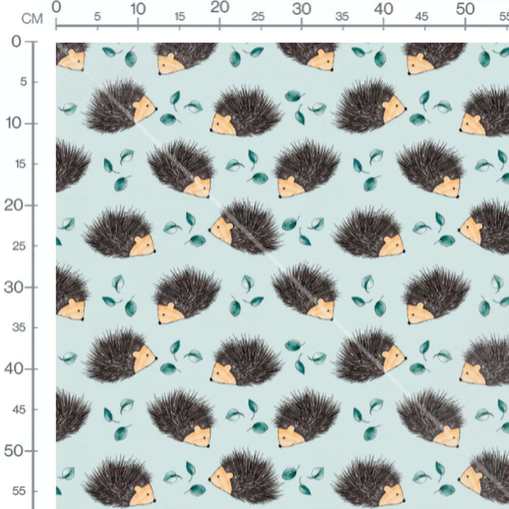 Tissu - Hérissons sur fond bleu clair