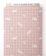 Tissu - Chevaux en mouvement sur rose