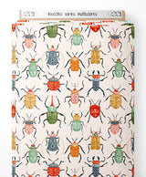 Tissu - Insectes variés multicolores