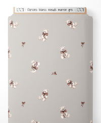 Tissu - Oursons blancs nœuds marron gris