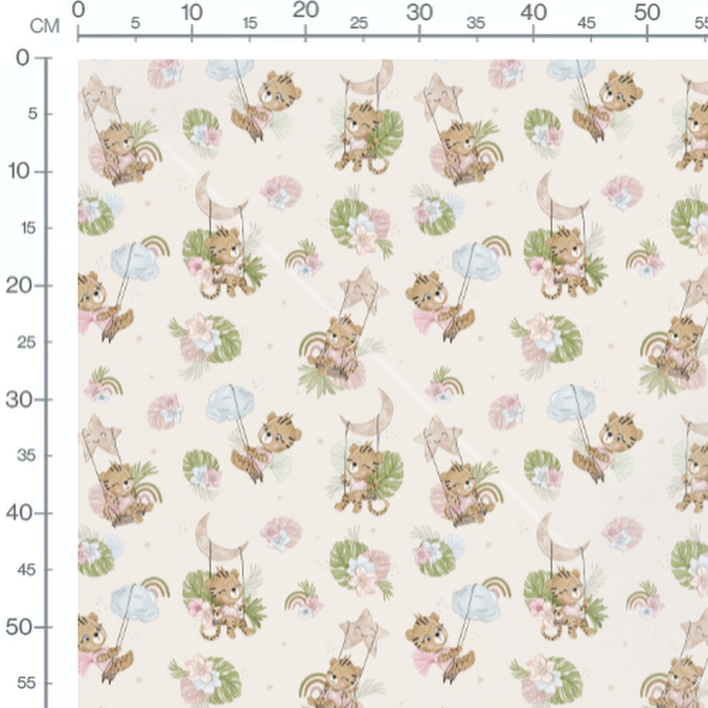 Tissu - Tigres joyeux sur balançoires