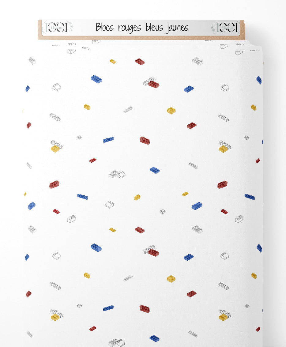 Tissu - Blocs rouges bleus jaunes