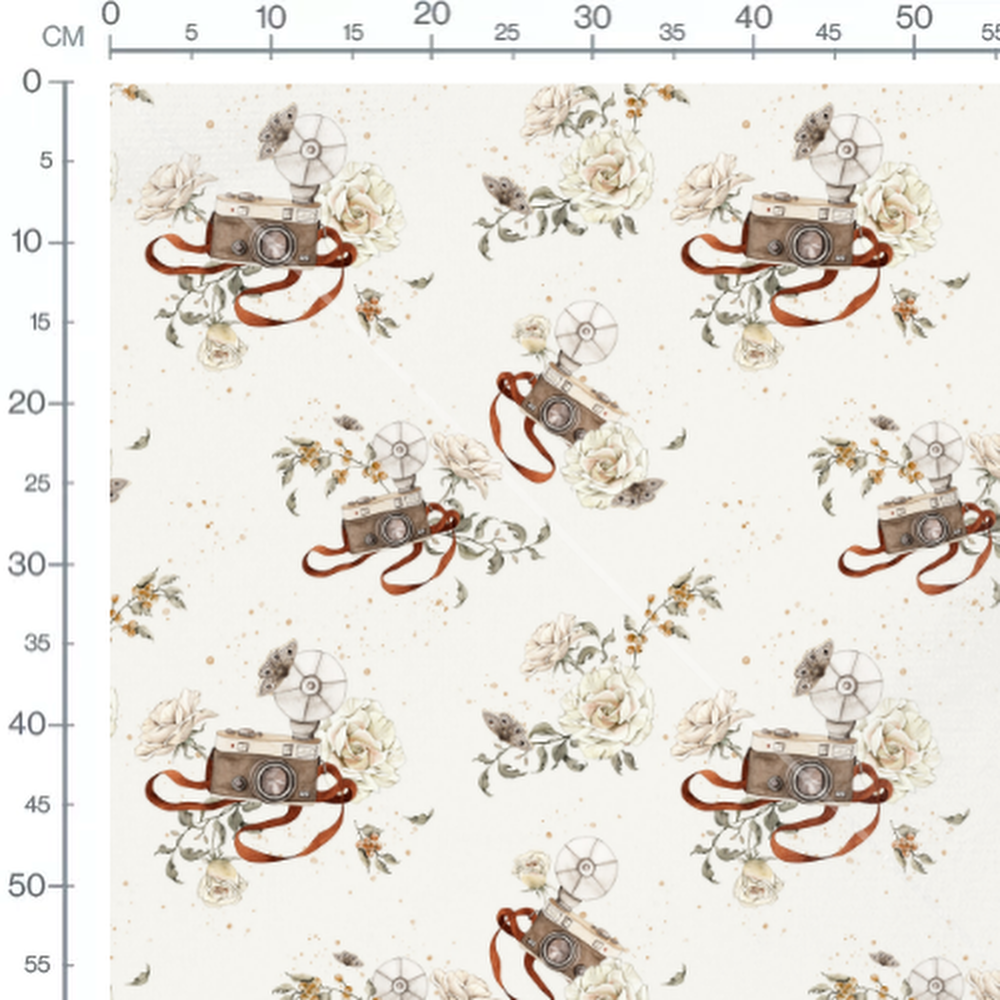 Tissu - Appareils photo et roses