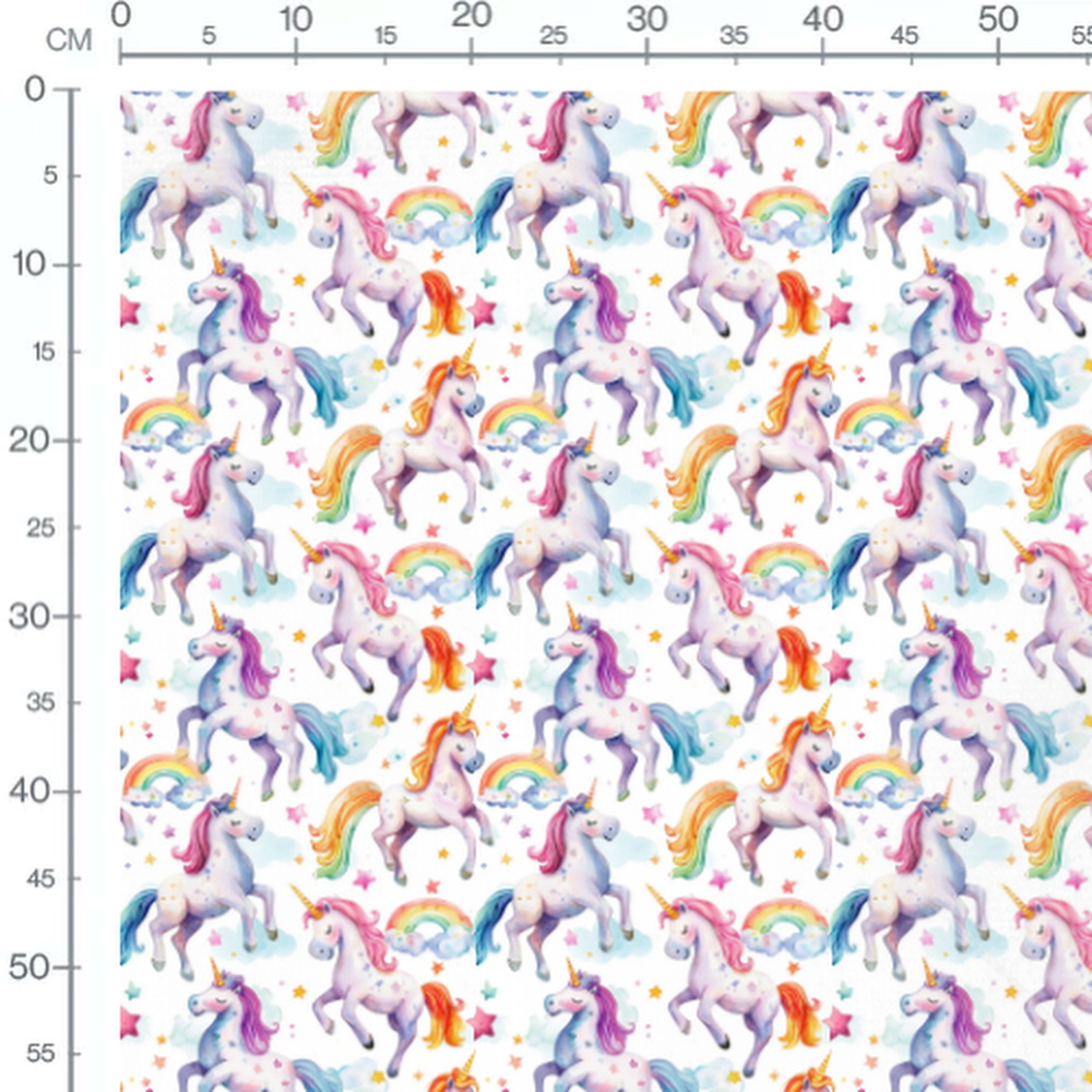 Tissu - Licornes pastel et nuages étoilés
