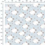 Tissu - Tortues blanches sur fond bleu