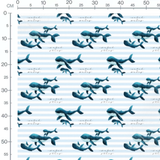 Tissu - Baleines et texte graphique