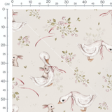 Tissu - Canards et lapins fleuris beige 2