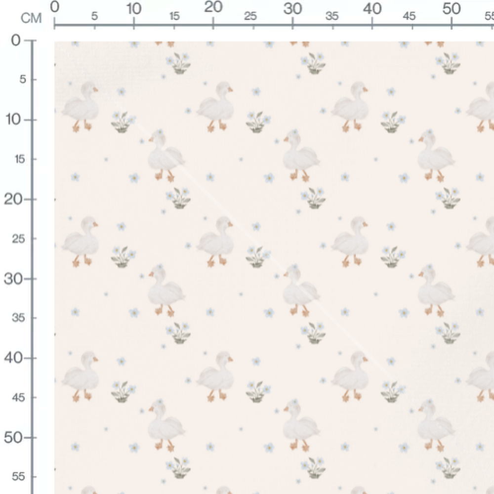 Tissu - Oies et fleurs délicates