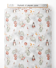 Tissu - Éléphants et pingouins joyeux