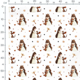 Tissu - Princesse et dragon sur blanc