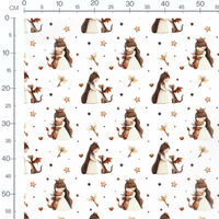 Tissu - Princesse et dragon sur blanc