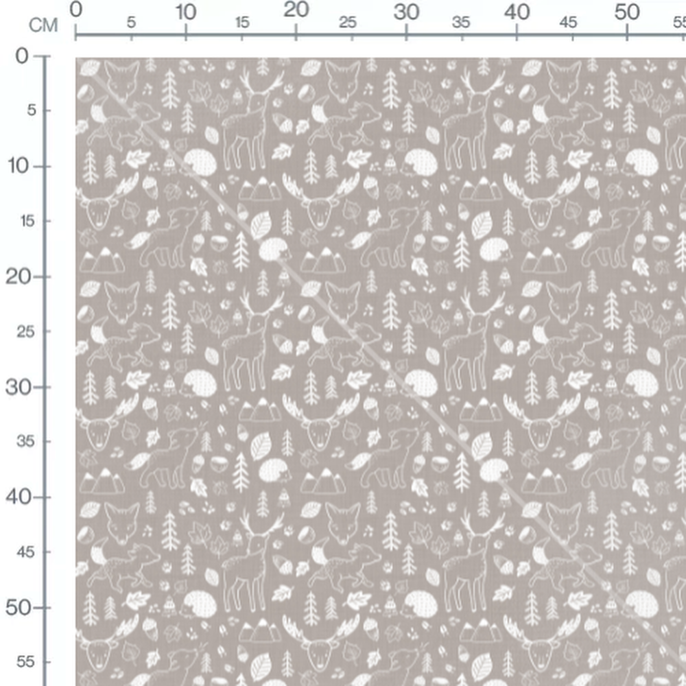 Tissu - Animaux forestiers silhouettes