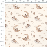 Tissu - Oursons et montgolfières crème