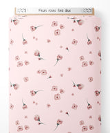 Tissu - Fleurs roses sur fond doux