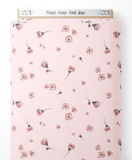 Tissu - Fleurs roses sur fond doux
