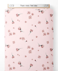 Tissu - Fleurs roses sur fond doux