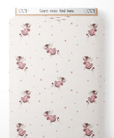 Tissu - Souris roses sur fond blanc