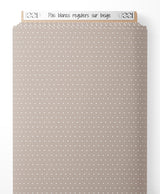 Tissu - Pois blancs réguliers sur beige