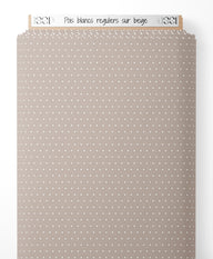 Tissu - Pois blancs réguliers sur beige