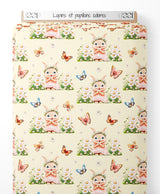 Tissu - Lapins et papillons colorés