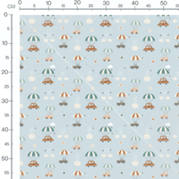 Tissu - Voitures parachutes ciel bleu