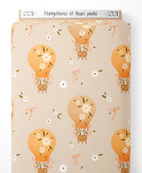 Tissu - Montgolfières et fleurs pastel