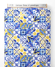 Tissu - Carreaux floraux et géométriques