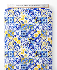 Tissu - Carreaux floraux et géométriques