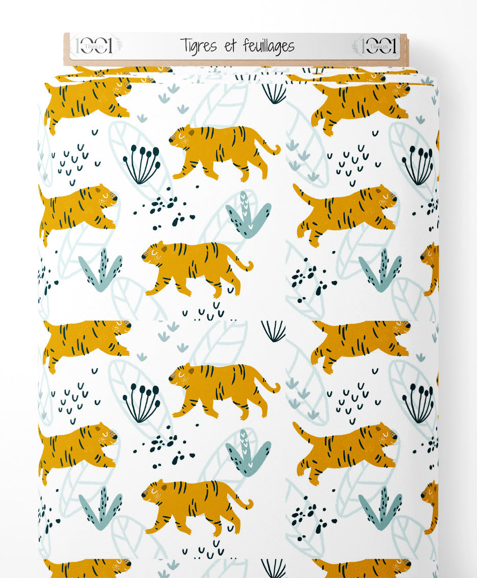Tissu - Tigres et feuillages