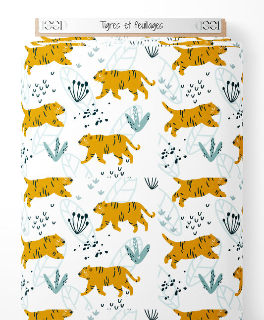 Tissu - Tigres et feuillages