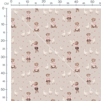 Tissu - Oursons et oies mignons