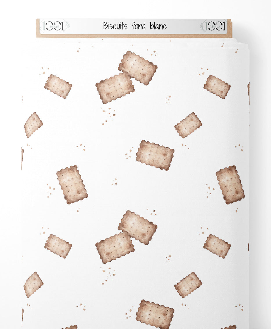 Tissu - Biscuits sur fond blanc