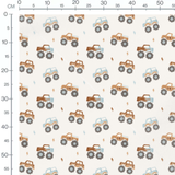 Tissu - Camions sur fond éclairs