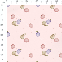Tissu - Fruits aquarelle fond rose