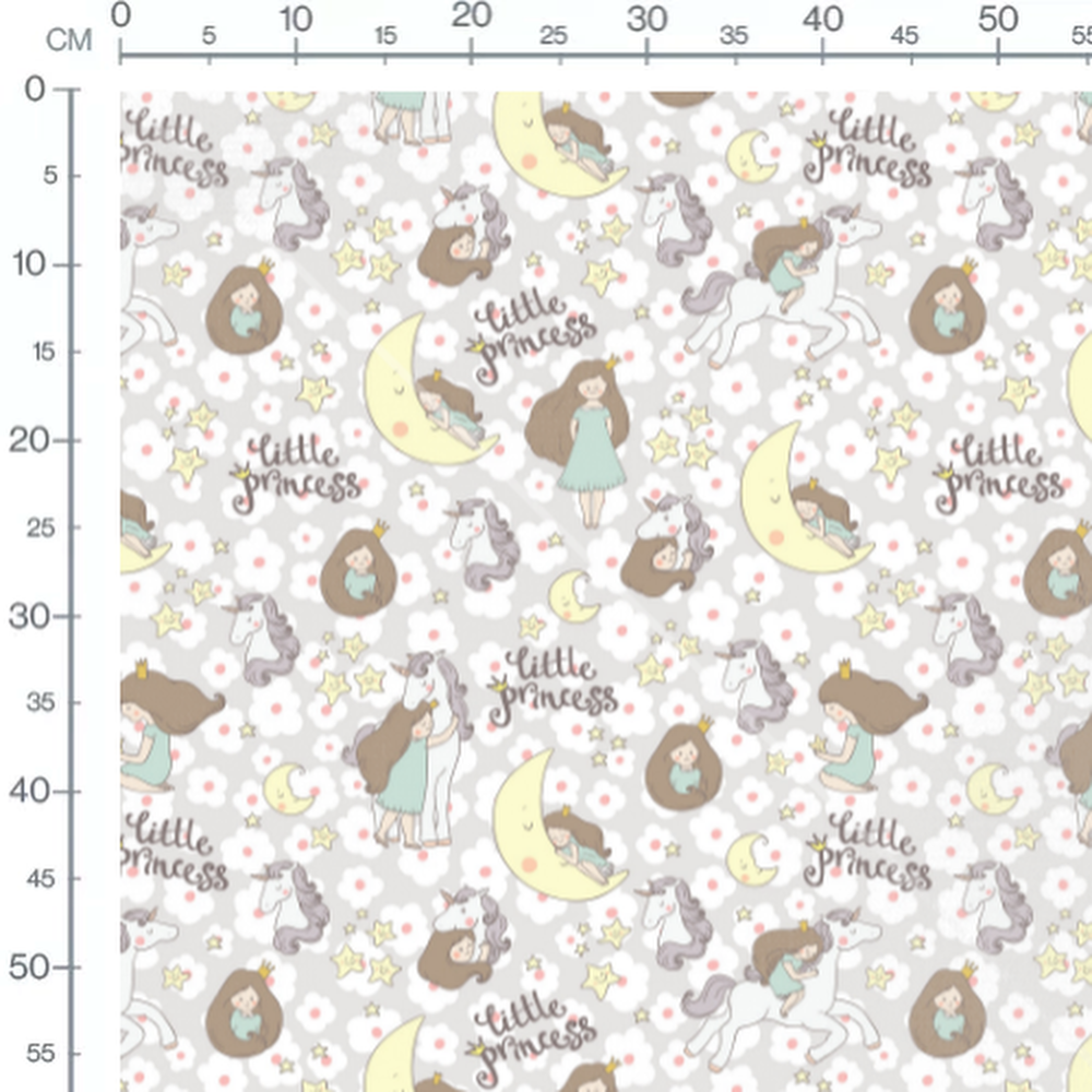 Tissu - Petites princesses et licornes