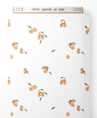 Tissu - Citrons aquarelle sur blanc