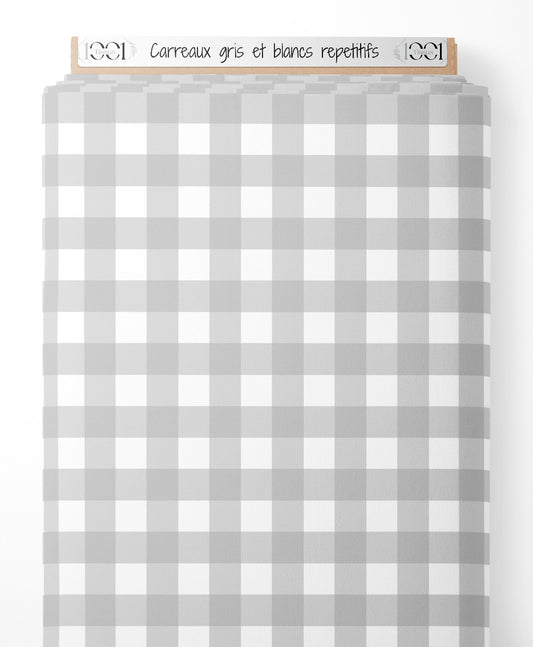 Tissu - Carreaux gris et blancs répétitifs