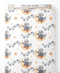 Tissu - Raton laveur sur lune