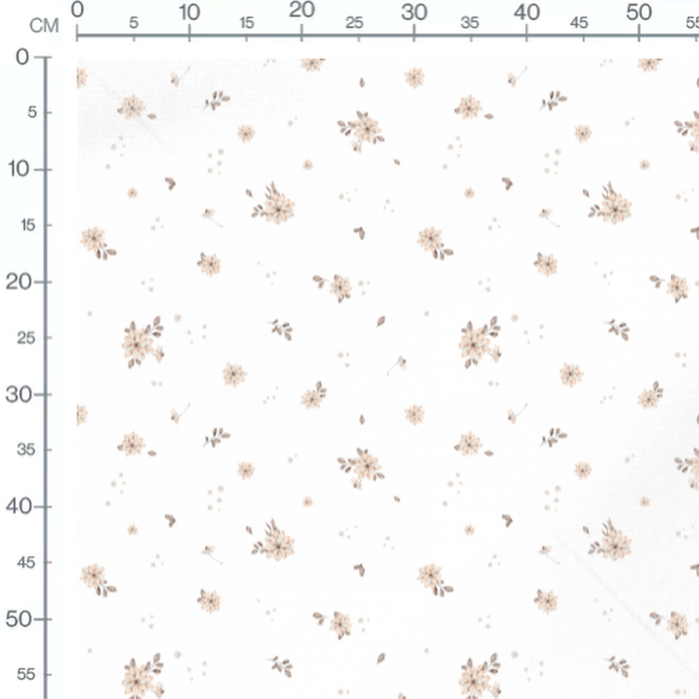 Tissu - Fleurs beige et points gris