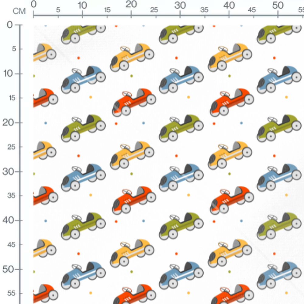 Tissu - Voitures de course colorées