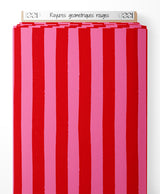 Tissu - Rayures géométriques rouges