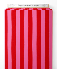 Tissu - Rayures géométriques rouges