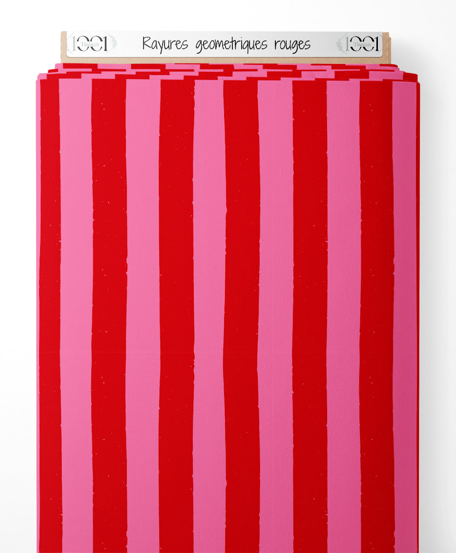 Tissu - Rayures géométriques rouges