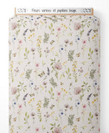 Tissu - Fleurs variées et papillons beige