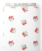 Tissu - Baies rouges sur fond blanc