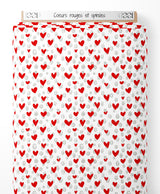 Tissu - Cœurs rouges et spirales